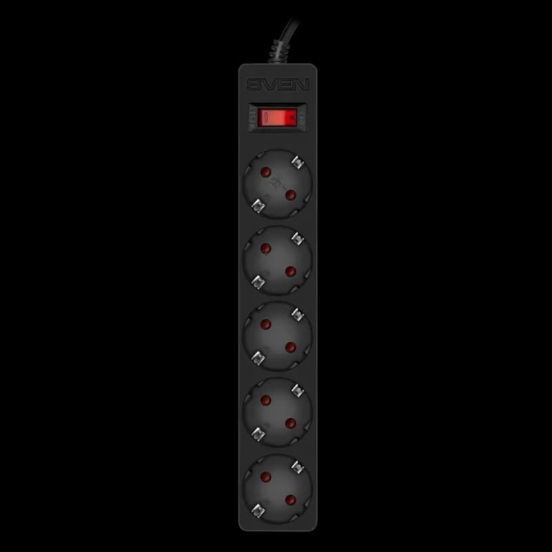 Prelungitor electric SVEN SF-05E, 5 Prize, 5m, Negru